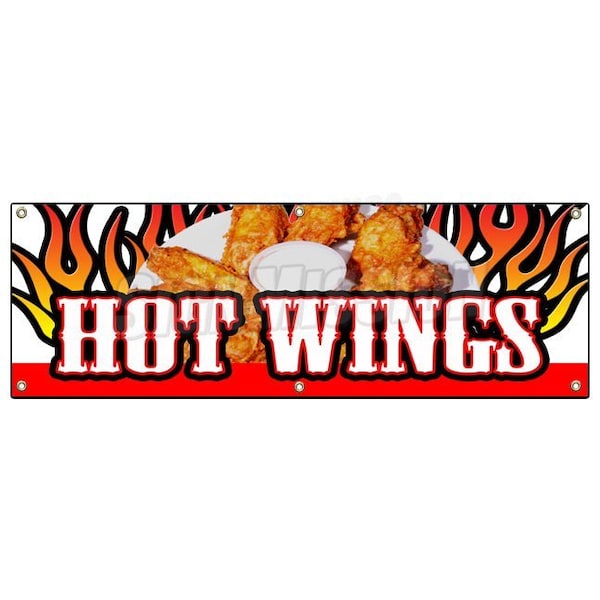 Signmission HOT WINGS BANNER SIGN buffalo spicy chicken crispy sauce hotsauce B-72 Hot Wings - main